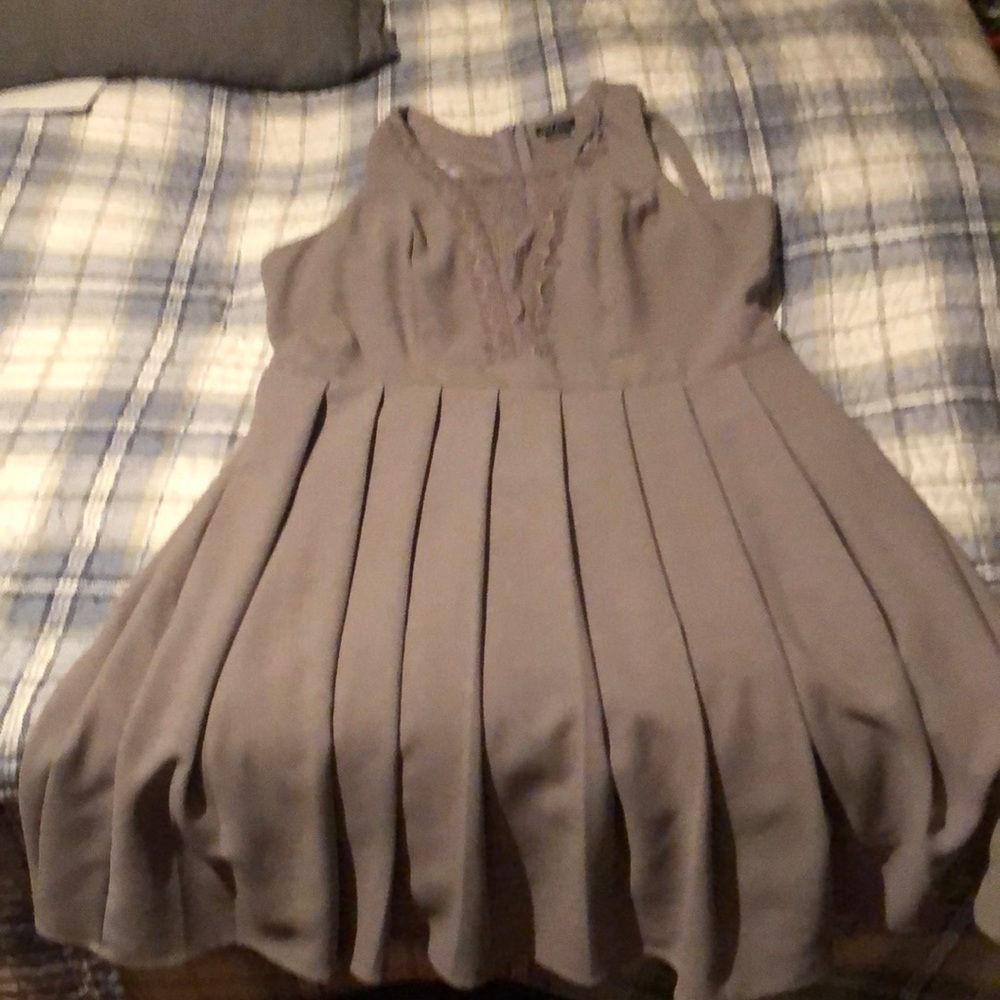 Women's Taupe Pleated Skater Dress